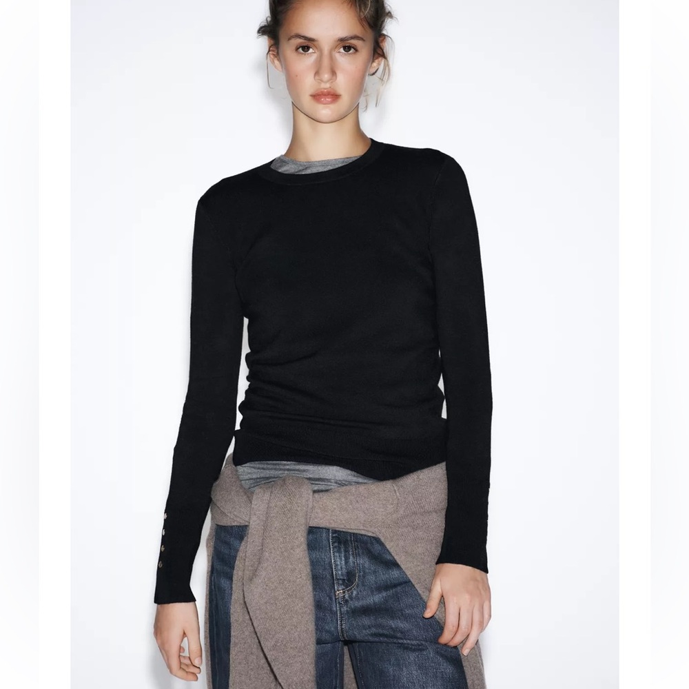 Zara Basic Plain Knit Sweater Two Pack Black Size… - image 6